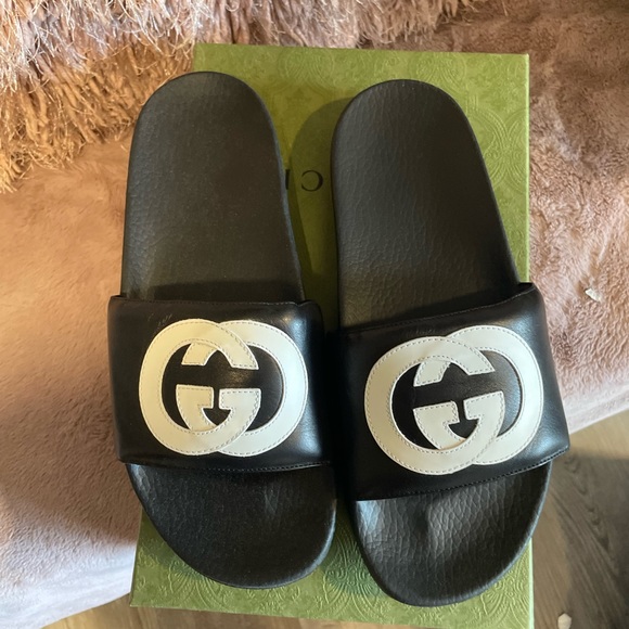 Gucci Shoes Gucci Mens Pursuit Interlocking G9 Leather Slide